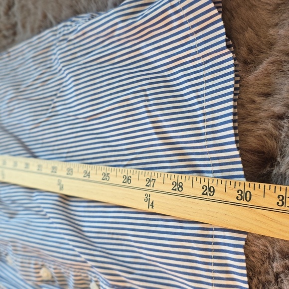 Chico’s blue & white tux ruffle tunic blouse Size 1 / M smedium - Picture 13 of 13